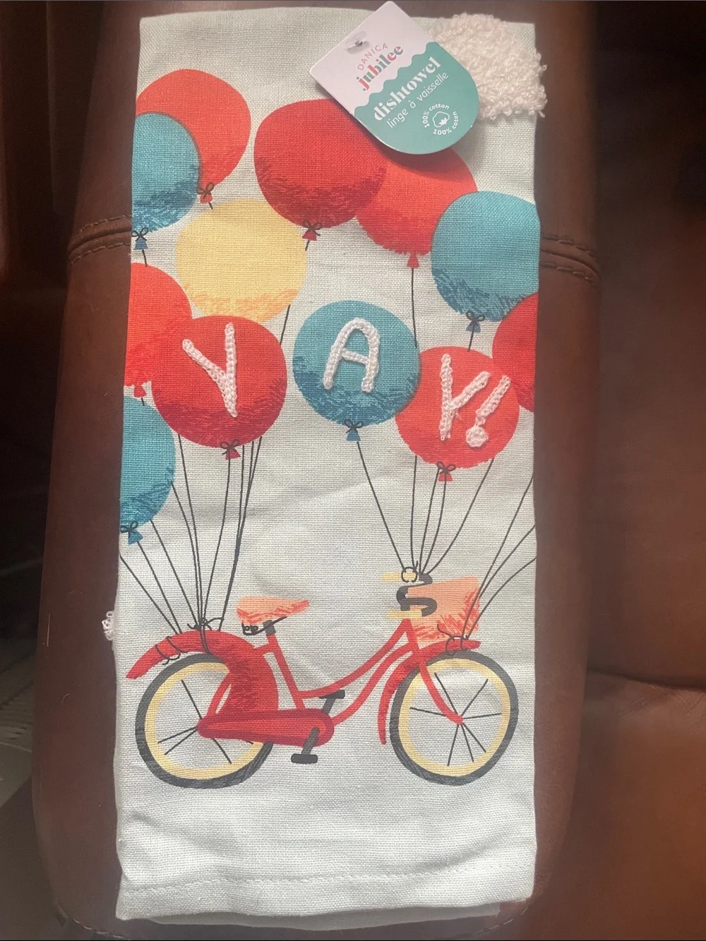 Danica Bicycle & Balloons Kitchen Dish Towel - Up and Away NEW!